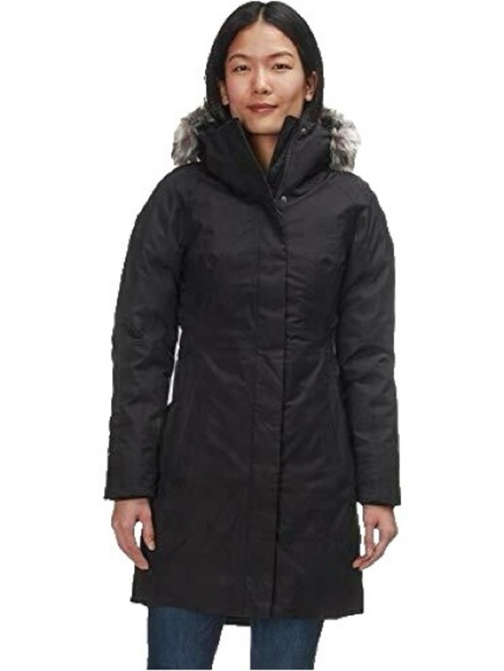 The North Face Black Long Arctic Parka Coat with Faux Fur Trim size XS to SM